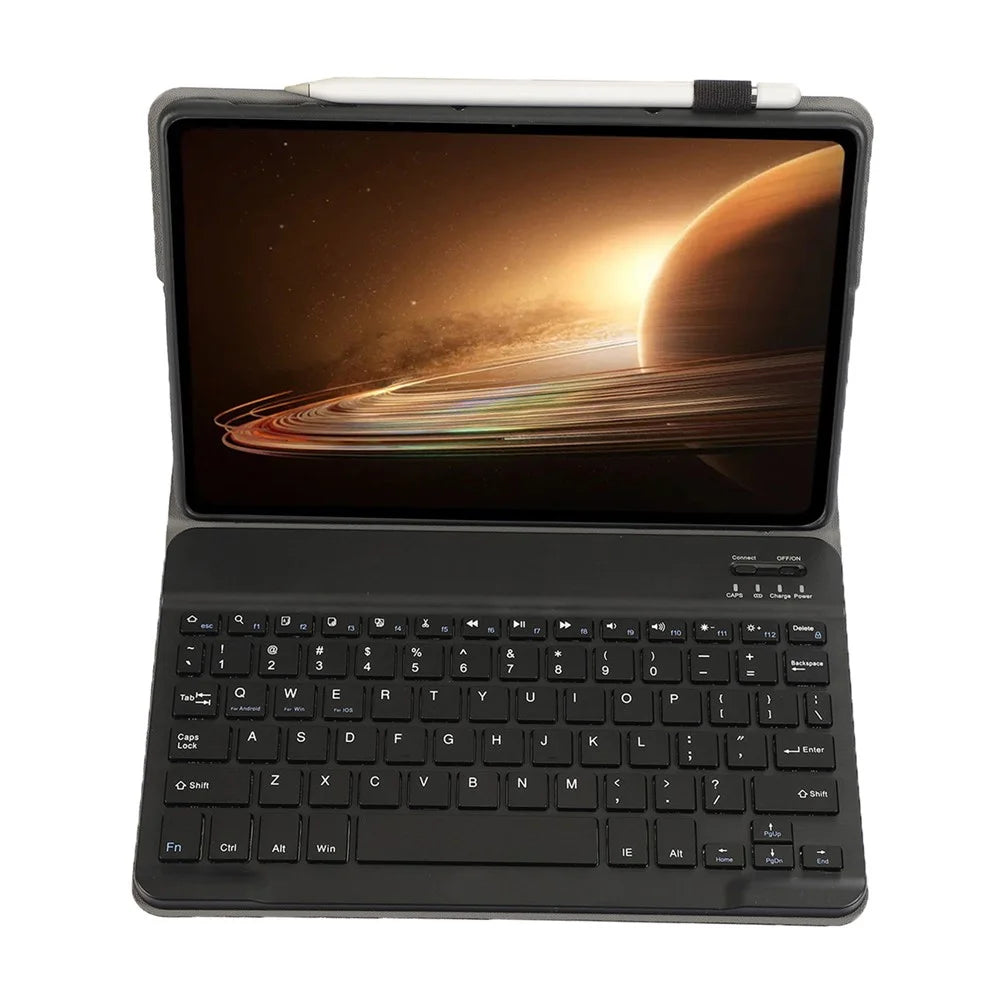 OP13 For Oppo Pad 2 Soft Tablet Case with Bluetooth-compatible Keyboard Stand Leather Cover - Black - 5