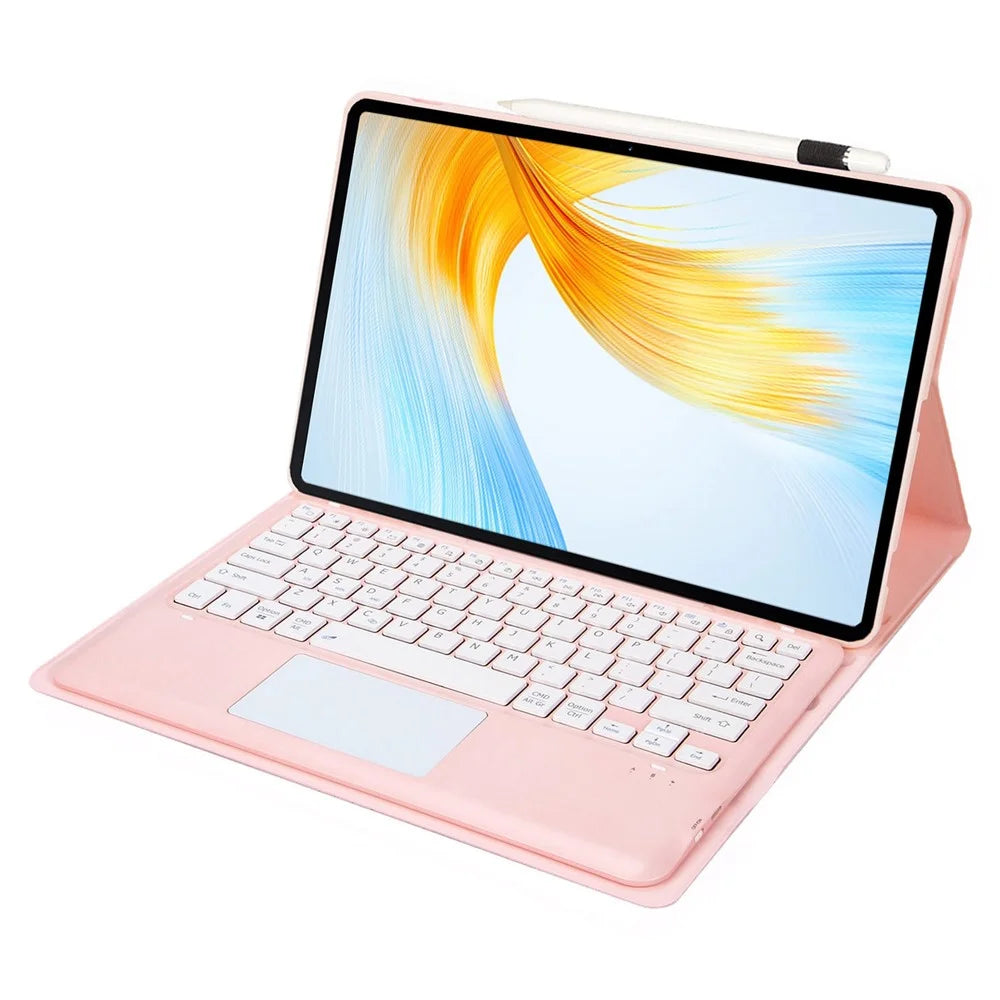 AH16-A For Honor MagicPad 13 Detachable Bluetooth-compatible Keyboard Smart Tablet Case with Touchpad Pen Loop - Pink - 1