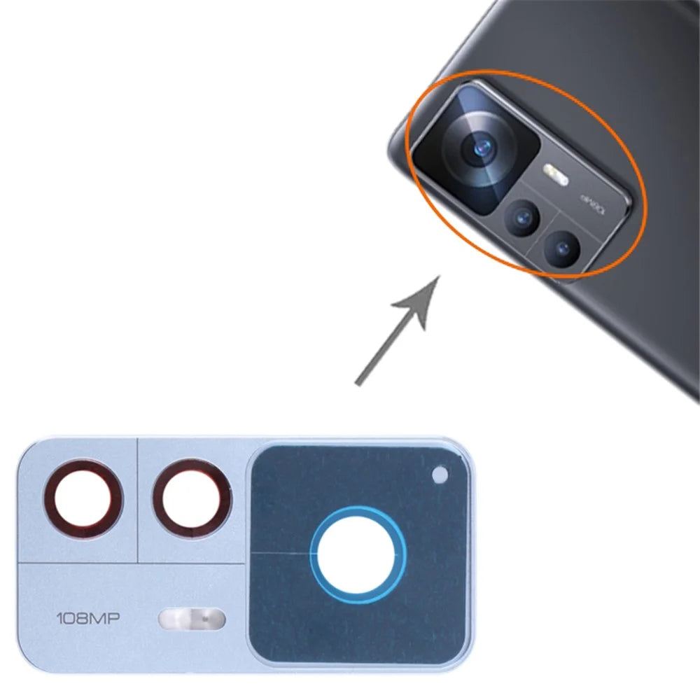 For Xiaomi 12T 5G OEM Back Camera Lens Holder Cover with Glass Replacement Part (without Logo) - Blue - 3