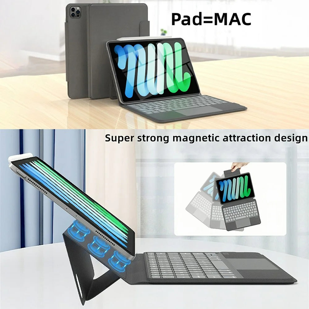 Sk-3125 / 6 For iPad Air 11 (2026) / (2025) / (2024) / Air (2020) / Air (2022) / Pro 11 (2022)(2021)(2020) Leather Tablet Case Bluetooth-Compatible Keyboard - 2