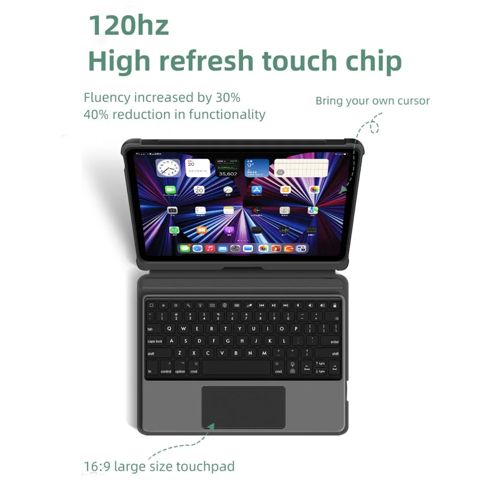 T5209D For iPad Pro 12.9-inch (2018) / (2020) / (2021) / (2022) Backlit Bluetooth-compatible Keyboard with PU Leather Tablet Case - 6