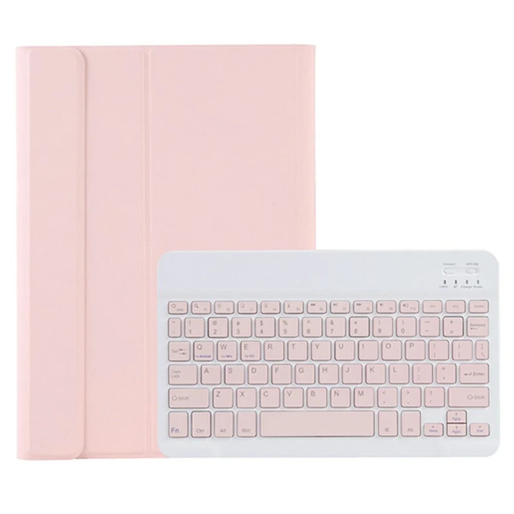 A09B For Samsung Galaxy Tab A9+ X210 X215 X216 Bluetooth-compatible Keyboard Case PU+TPU Protective Cover with Pencil Slot - Pink - 2