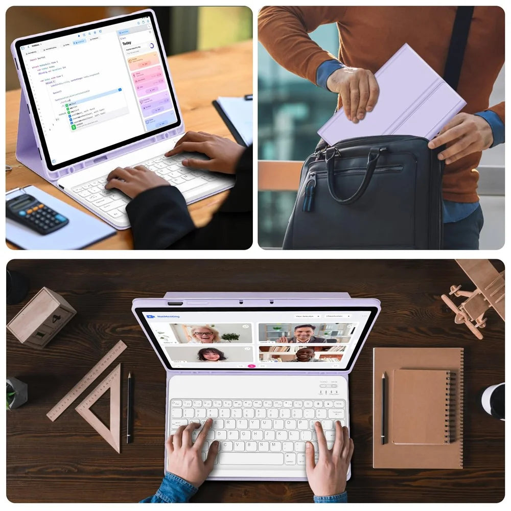 SK-T810 For Samsung Galaxy Tab S9+ SM-X810 / X816B / X818U Leather Case with Wireless Bluetooth-compatible Keyboard - Purple - 6