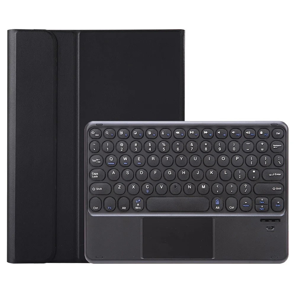 YA710B-A For Samsung Galaxy Tab S10 Lite / S10 FE / S9 FE X510 X516 / S9 X710 Round Key Cap Touchpad Bluetooth-Compatible Keyboard Case - Black - 2