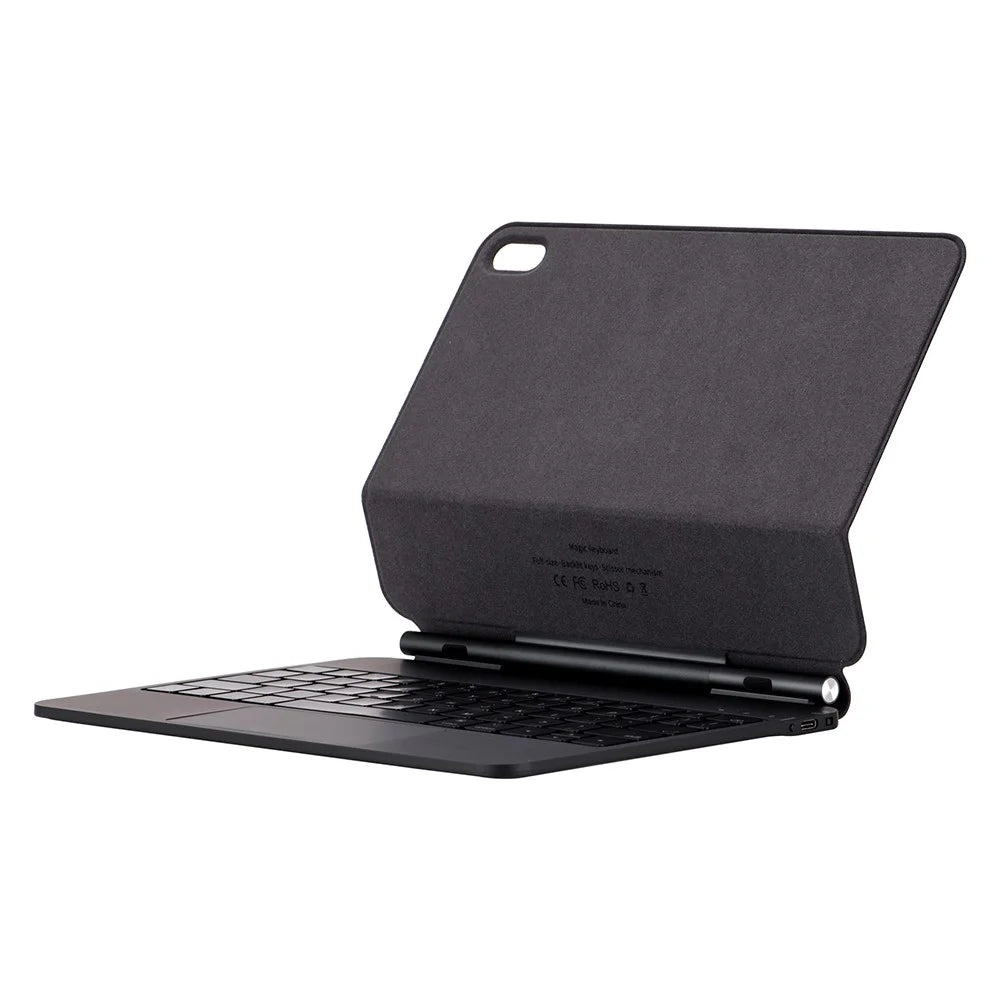 X8 For iPad (2025) / 10.9 (2022) Magnetic Leather Tablet Case Bluetooth-Compatible Keyboard with Touchpad - Black - 2