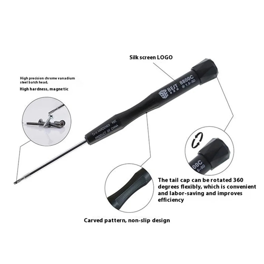 BEST BST-8800C Precision Screwdriver Phone Tablet PC Repair Tool, 50mm - Pentalobe 1.5 - 2