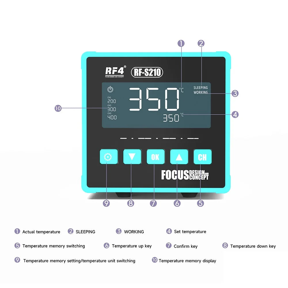 RF4 RF-S210 Smart Temperature Controlled Soldering Station for Repair Work - 5