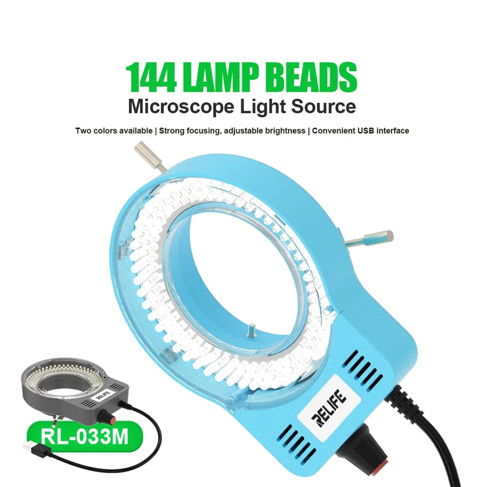 RELIFE RL-033M USB Microscope Light Source 144 LED Beads 10000 - 12000K Microscope Soldering Tool - Blue - 2