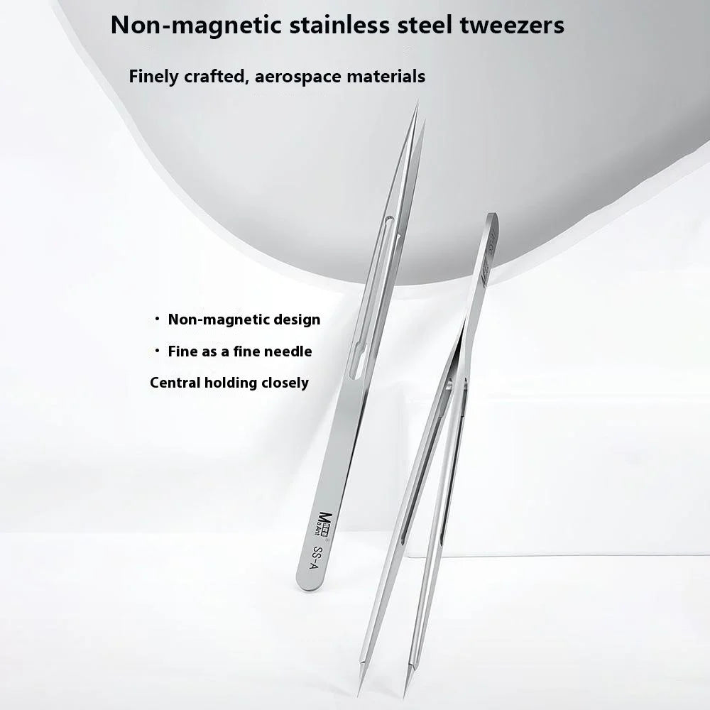 MAANT SS-A Stainless Steel Tweezers Non-Magnetic Precision Tip for Electronics Repair - 2