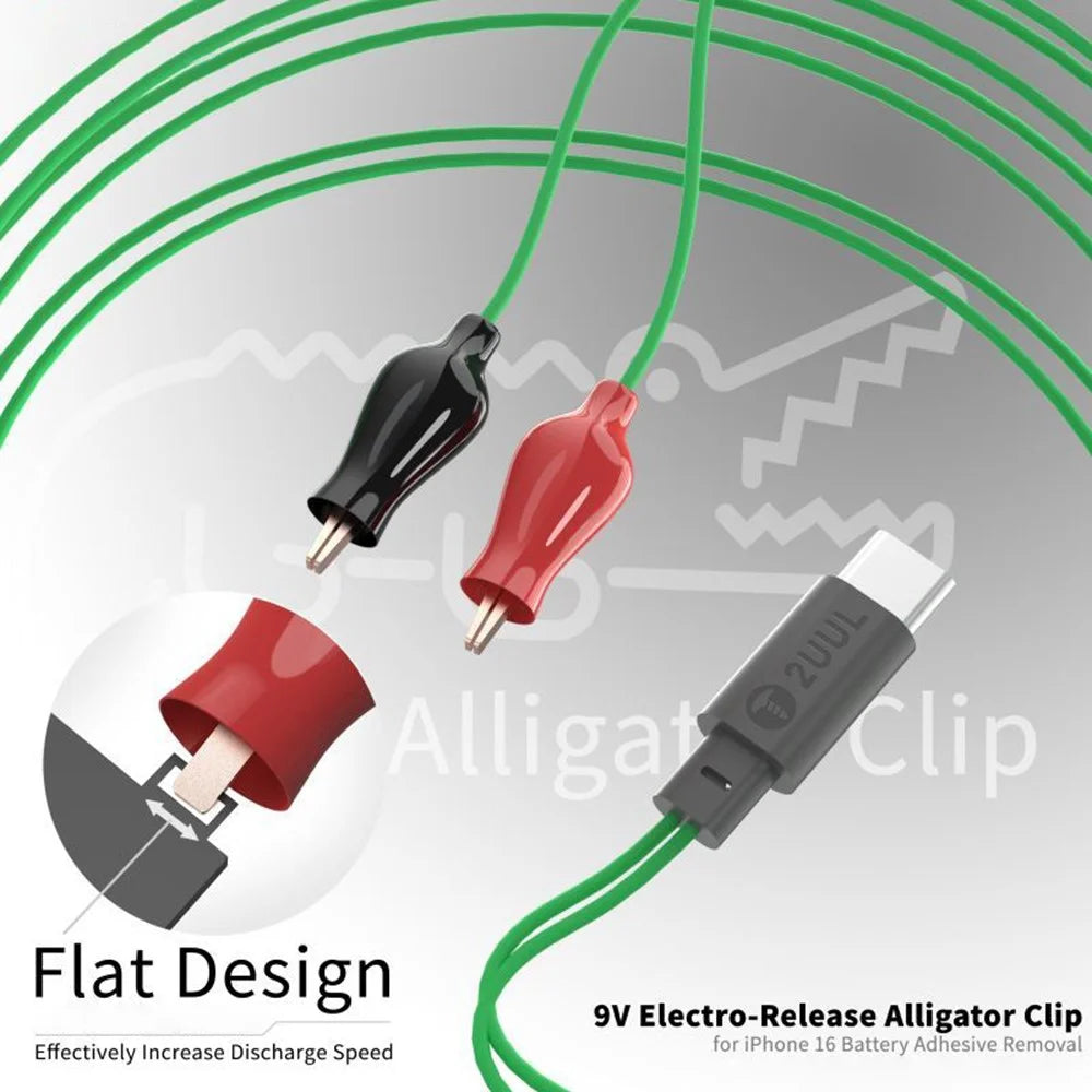 2UUL PW03 9V Efficient Electro Battery Release Alligator Clip for iPhone 16 Battery Adhesive Removal Hand Tools - 2
