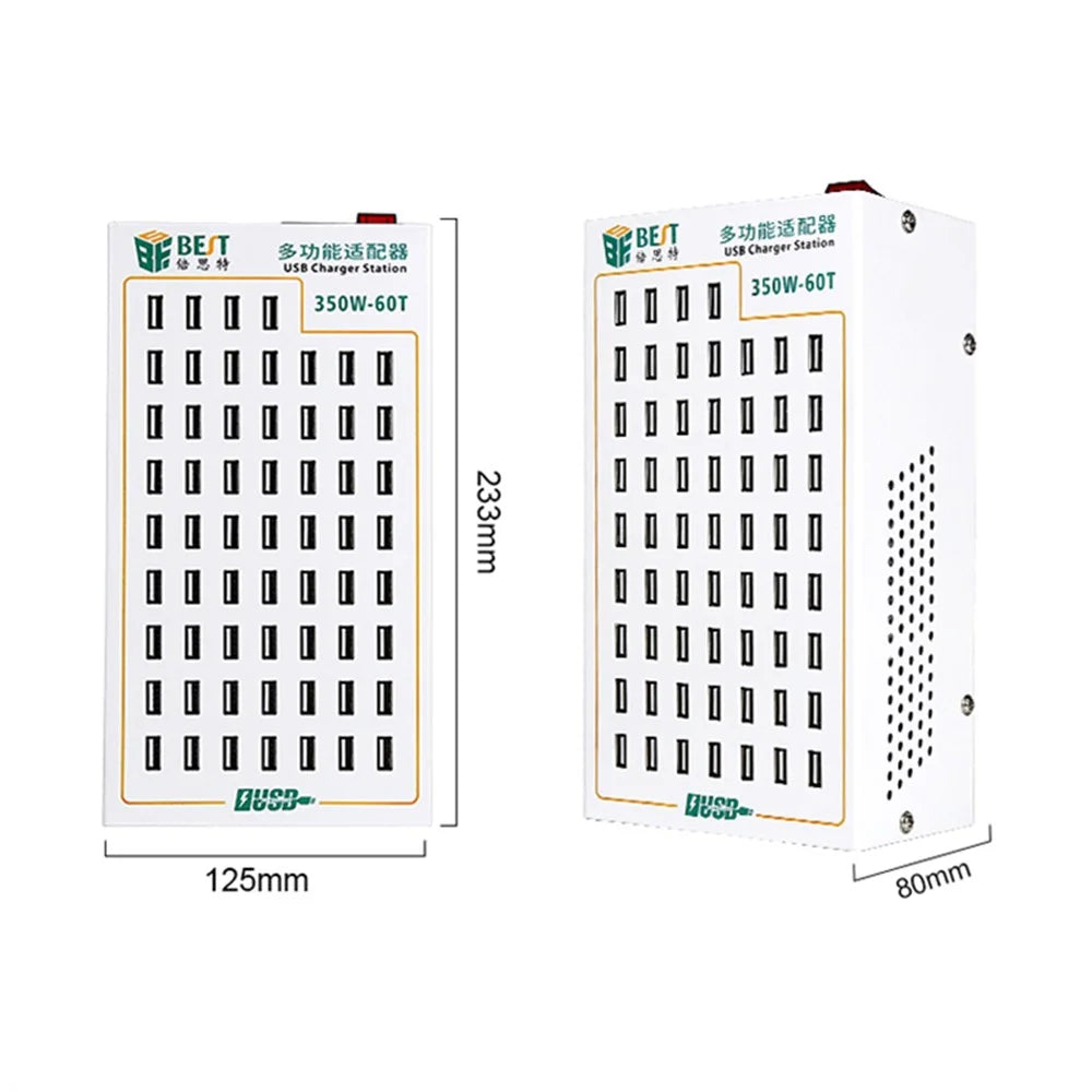BEST 350W-60T 60 Port Multi Function Charging Station USB Charger Smart Fast Charging for Mobile Devices - 5