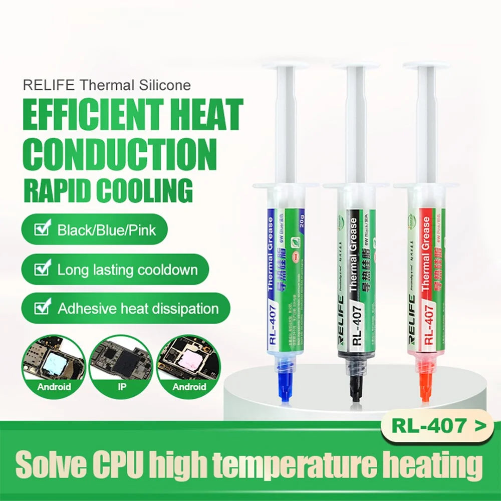RELIFE RL-407 Thermal Silicone Heat Sink Paste High Efficiency Cooling for CPU  /  GPU  /  Electronic Devices - Blue - 2