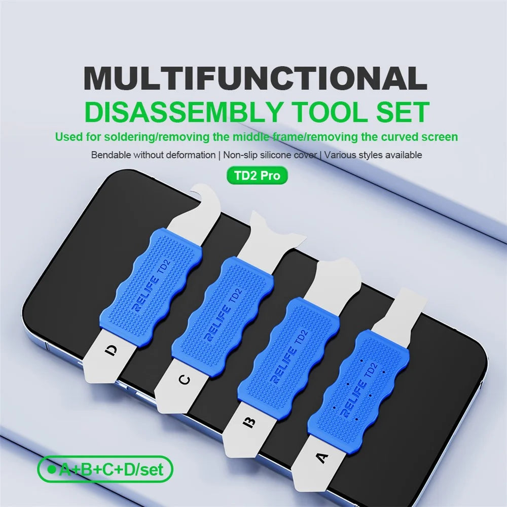 RELIFE TD2 Pro 4Pcs / Set Disassembly Tool for Phone Repair Precision Forged Bendable Steel with Non Slip Silicone Cover - 2