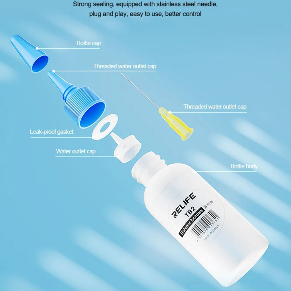 RELIFE TB2 Needle Tube Solvent Bottle Anti Corrosion Welding Aid Distributor for Mobile Phone PCB Cleaning Tool - 7