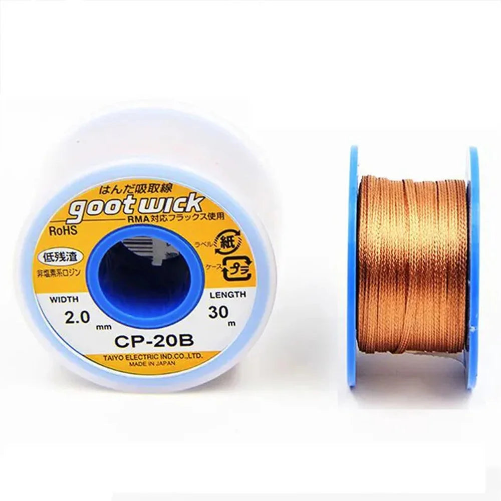 GOOTWICK CP-20B Solder Wick 2.0mm x 30m Desoldering Tin Wire for Electronic Repair / Soldering - 1