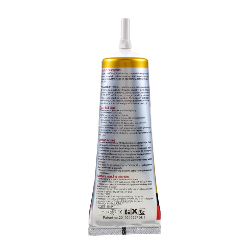 ZHANLIDA T8000 110ml Adhesive Sealant Glue for DIY Diamond Clothes Shoes Phone Border Glue [MSDS Certification] - 2