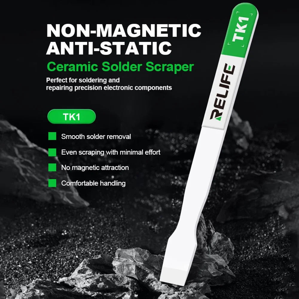 RELIFE TK1 Non Magnetic Anti Static Ceramic Solder Scraper for Mobile Phone Motherboard CPU Oxidation Removal - 2