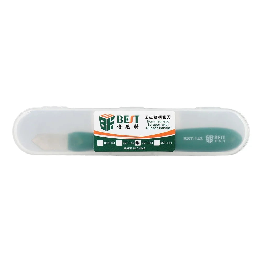 BEST BST-143 Non-Magnetic Metal Scraper Adhesive Removal Tin Prying Tool with Rubber Handle - 4