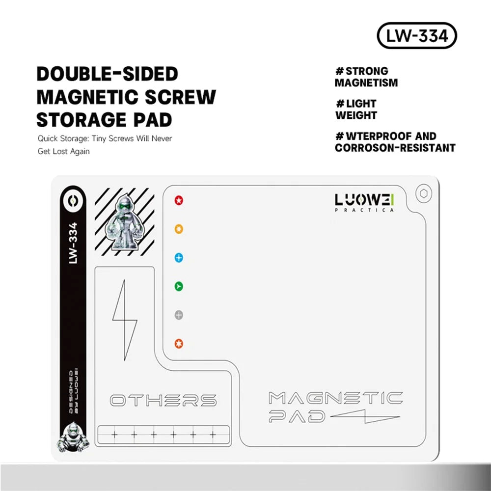 LUOWEI LW-334 Magnetic Screwdriver Mat Double Sided Screw Organizer Tool Sorting Pad Waterproof - 2