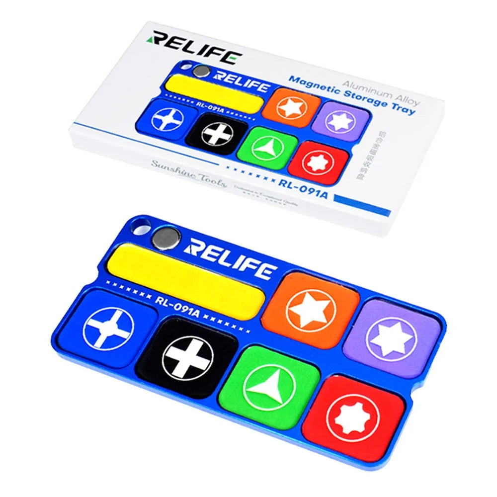 RELIFE RL-091A Magnetic Screws Storage Tray Aluminum Alloy 7-Compartment Organizer for Phone Repair - 6