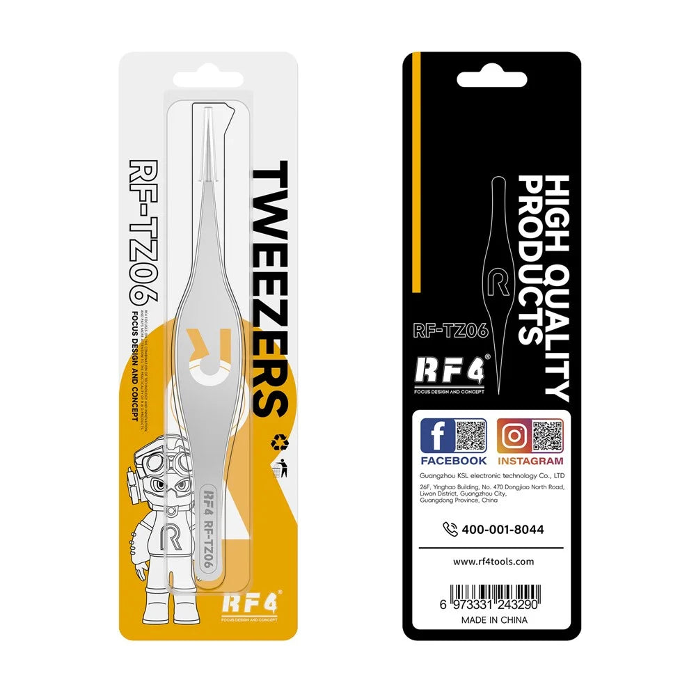 RF4 RF-TZ06 High-Precision Pointed Tweezers Wide-Body Hardened Non-Slip Tweezers with R-Shaped Hollow - 6