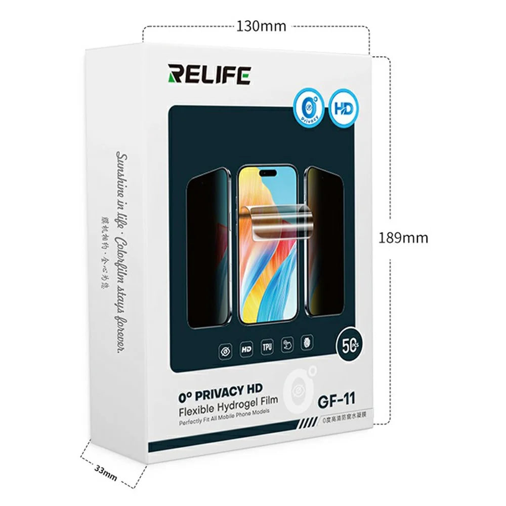 RELIFE GF-11 50Pcs 0 Degree Privacy Hydrogel Film HD Screen Protector for Smartphones Under 7 Inch - 5