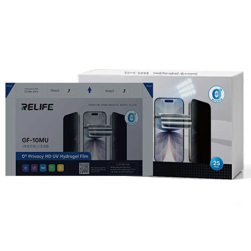 RELIFE GF-10MU 25Pcs PET Hydrogel Screen Protector 0° Anti-Spy UV HD Film (Work with SUNSHINE C3 Mix Ultra) - 7