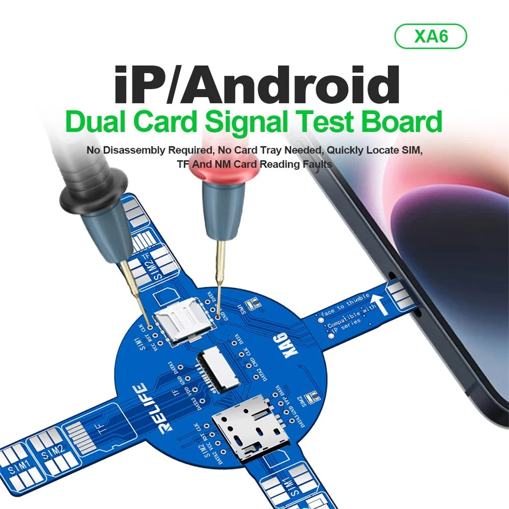 RELIFE XA6 Dual SIM Card Signal Test Board No Disassembly TF NM Card Signal Detector Test Tool for iPhone Android - 3