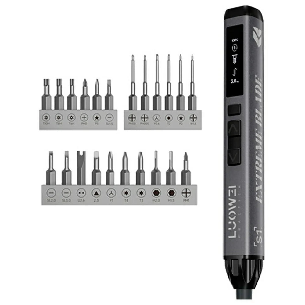 LUOWEI S1 Pro Electric Screwdriver 22Pcs Bits 5 Torque Levels LED Light for Phone Repair - Professional Edition - 1