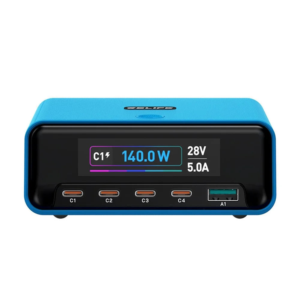 RELIFE Q8 165W GaN Charger 5-Port USB-C PD 140W Multi Device Fast Charging Station for Laptop Phone - Blue - 2