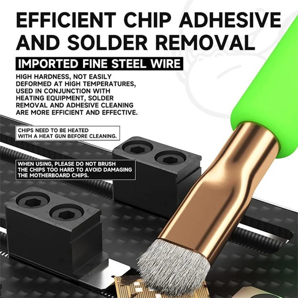 LUOWEI LW-BR01 2Pcs IC Chip Soldering Pad Adhesive Removal Brush Set for Motherboard Repair - 2