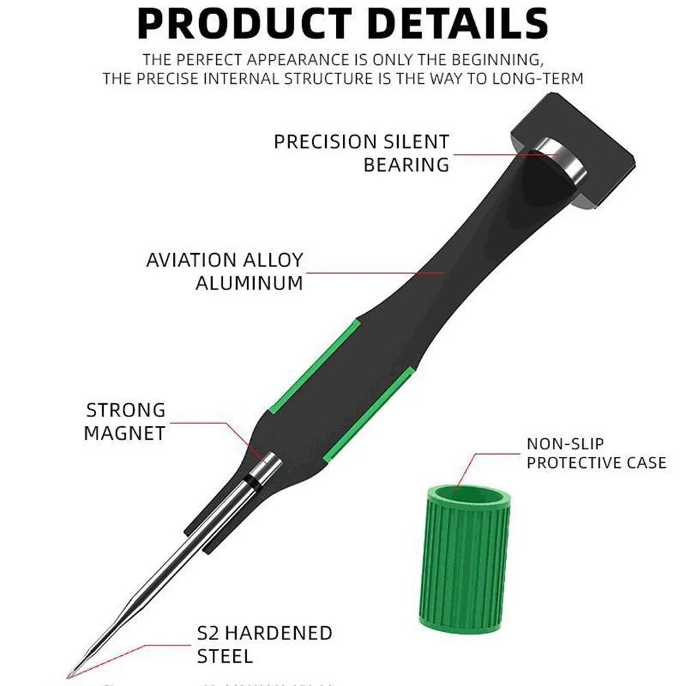 LUOWEI Precision Screwdriver Strong Magnet S2 Steel Bit Silent Bearing for Electronics Repair - Y-type 0.7mm - 2