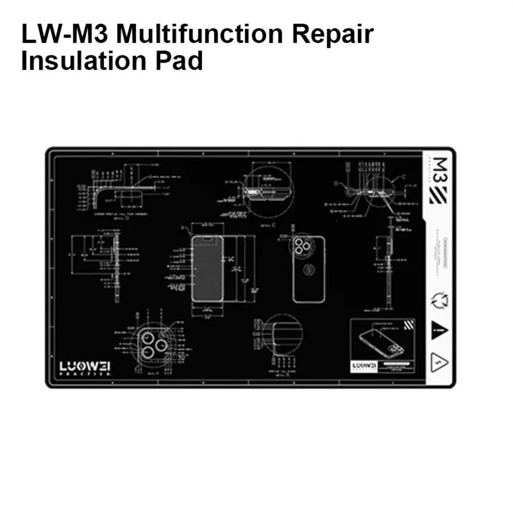 LUOWEI LW-M3 27 Inch Multifunction Repair Mat 500 Degree Celsius Heat Resistant Insulation Pad for Electronics - 3