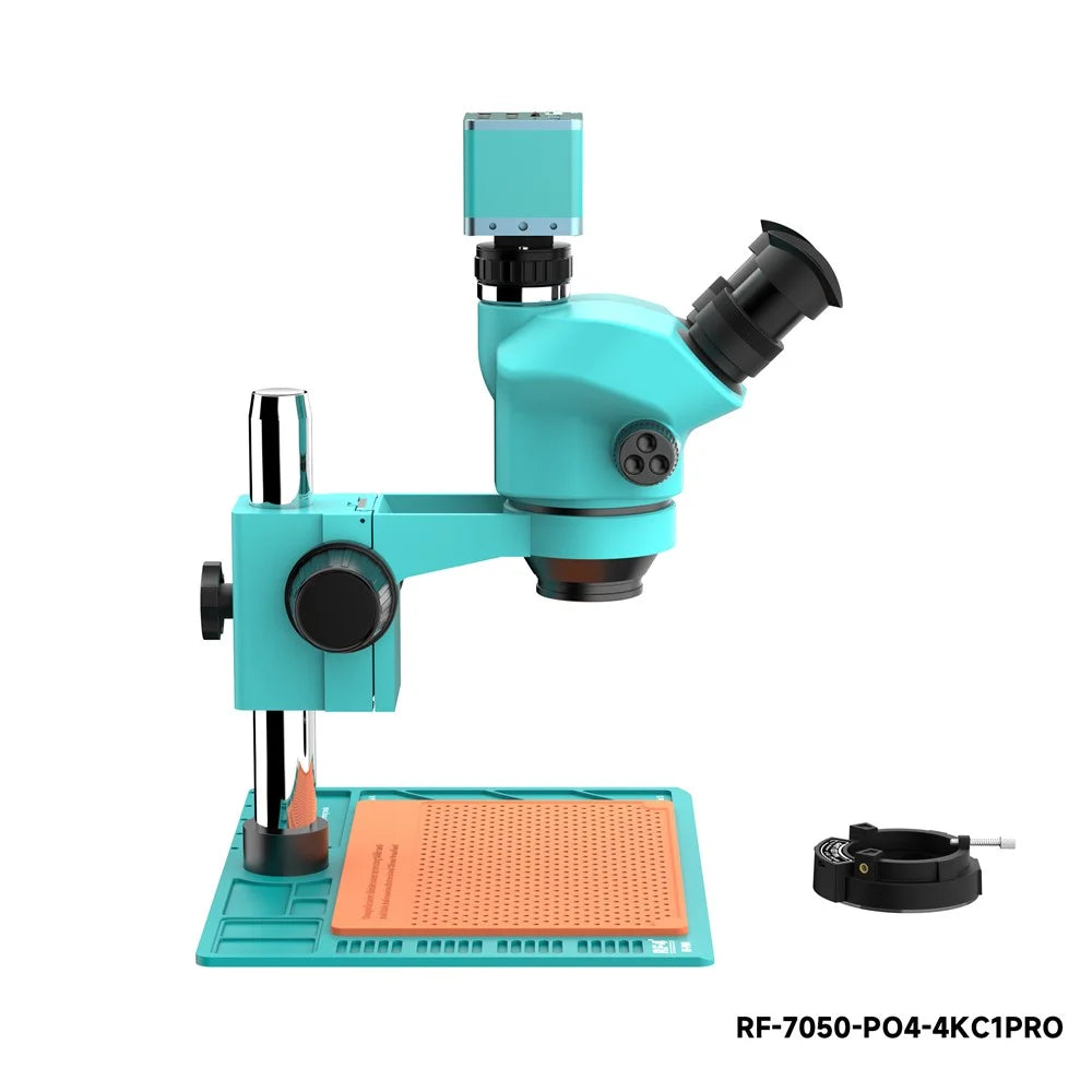 RF4 RF-7050-PO4-4K Stereo Microscope 4K HD Camera 7X-50X Zoom 144 LED Ring Light for PCB Repair - 5