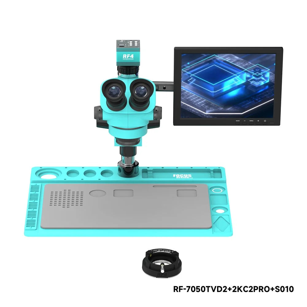 RF4 RF-7050TVD2+2KC2PRO+S010 2K HD Camera Trinocular Stereo Microscope 7-50X Zoom for PCB Repair - 4