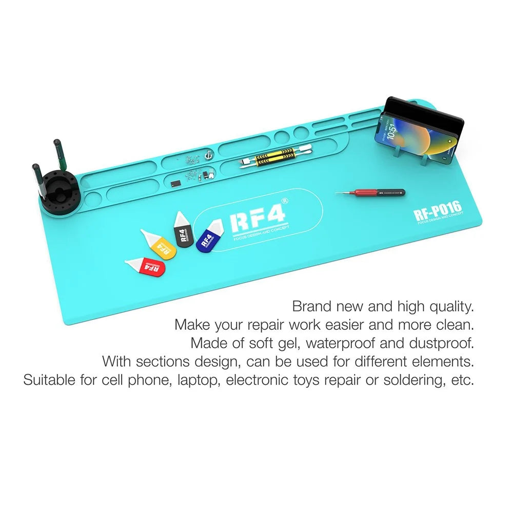 RF4 RF-PO16 Silicone Maintenance Pad High Temperature Resistant Mat with Storage Rack for Soldering - 2