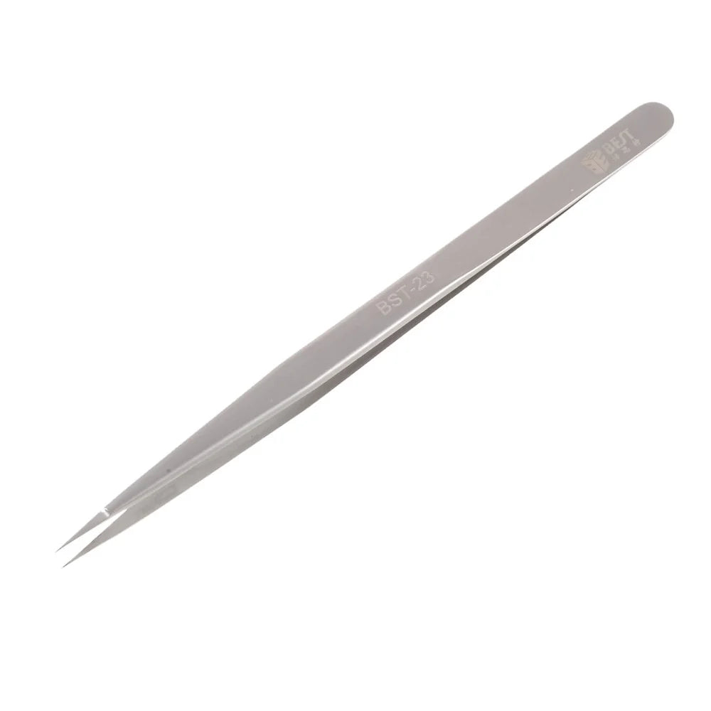 BEST BST-23 Stainless Steel Straight Tip Jump Wire Tweezers for Mobile Phone Motherboard Repair - 1