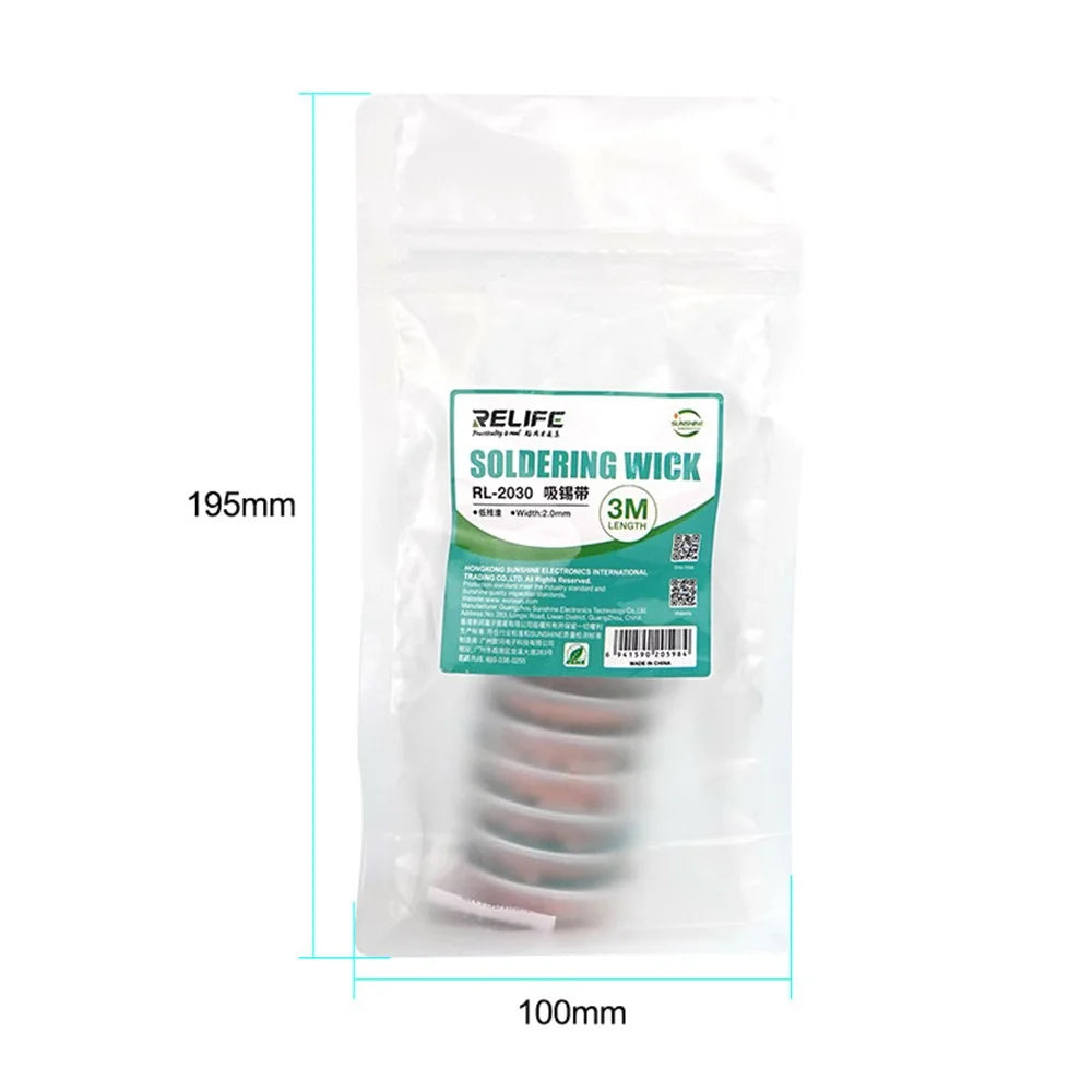 RELIFE RL-2030 Desoldering Wick Low Residue Solder Remover Tool Oxidation Resistant Efficient Tin Removal - 7