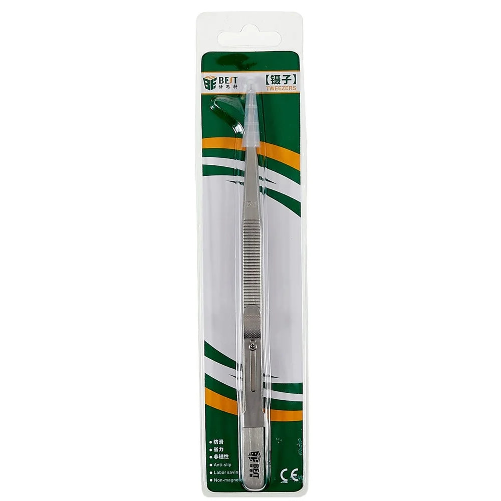 BEST BST-F1 202 Stainless Steel Tweezers Slide Buckle Design Diamond Gem Jewelry Making Craft Tool - 7