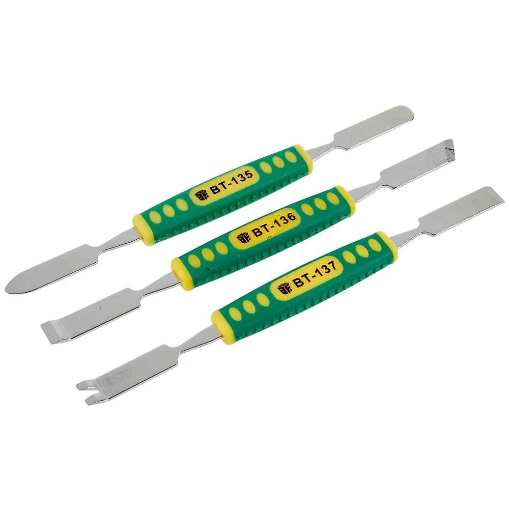 BEST 3Pcs / Set Metal Crowbar Phone Laptop Tablet Screen Opening Glue Removal Pry Tools with Plastic Handle - 1