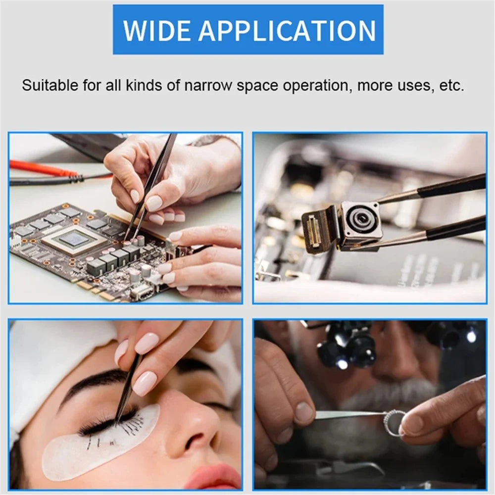 10-in-1 Fine Tweezers Stainless Steel Precision Tweezers Watch Clock Phone Repair Tools Kit - 3