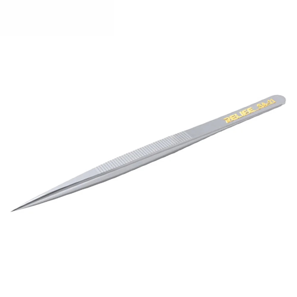 RELIFE SA-11 Stainless Steel Fine Tip Straight Tweezers Electronic Device Precision Repair Tool - 1