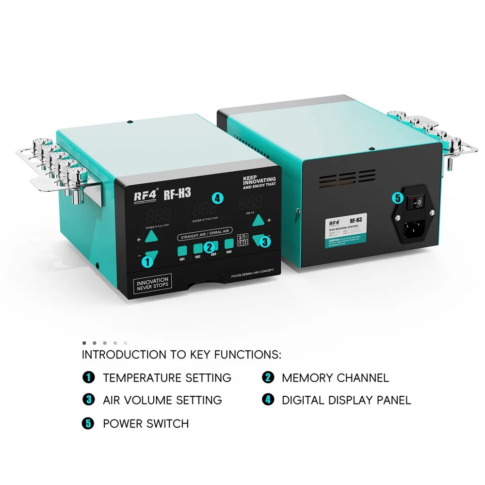 RF4 RF-H3 220V Digital Display Hot Air Gun Soldering Station for Phone PCB IC BGA Desoldering Repair - 3