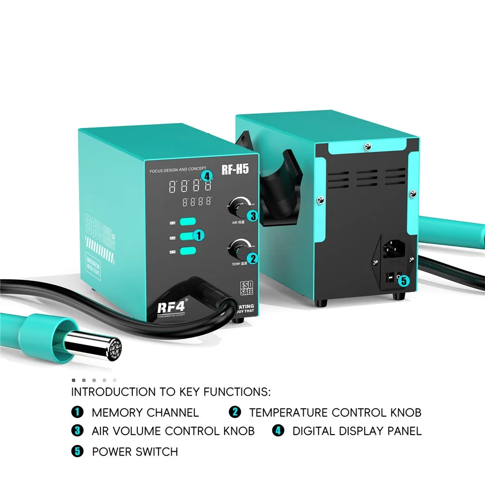 RF4 RF-H5 800W BGA Rework Solder Station Soldering Heat Air Gun with 5 Nozzles - 2