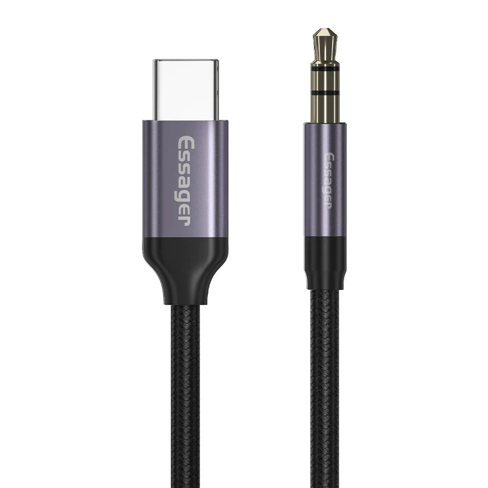 ESSAGER E02 USB C to 3.5mm Jack AUX Cable DAC Type-C Audio Cord for Car Speaker Headphone Auxiliary Adapter Wire - 1