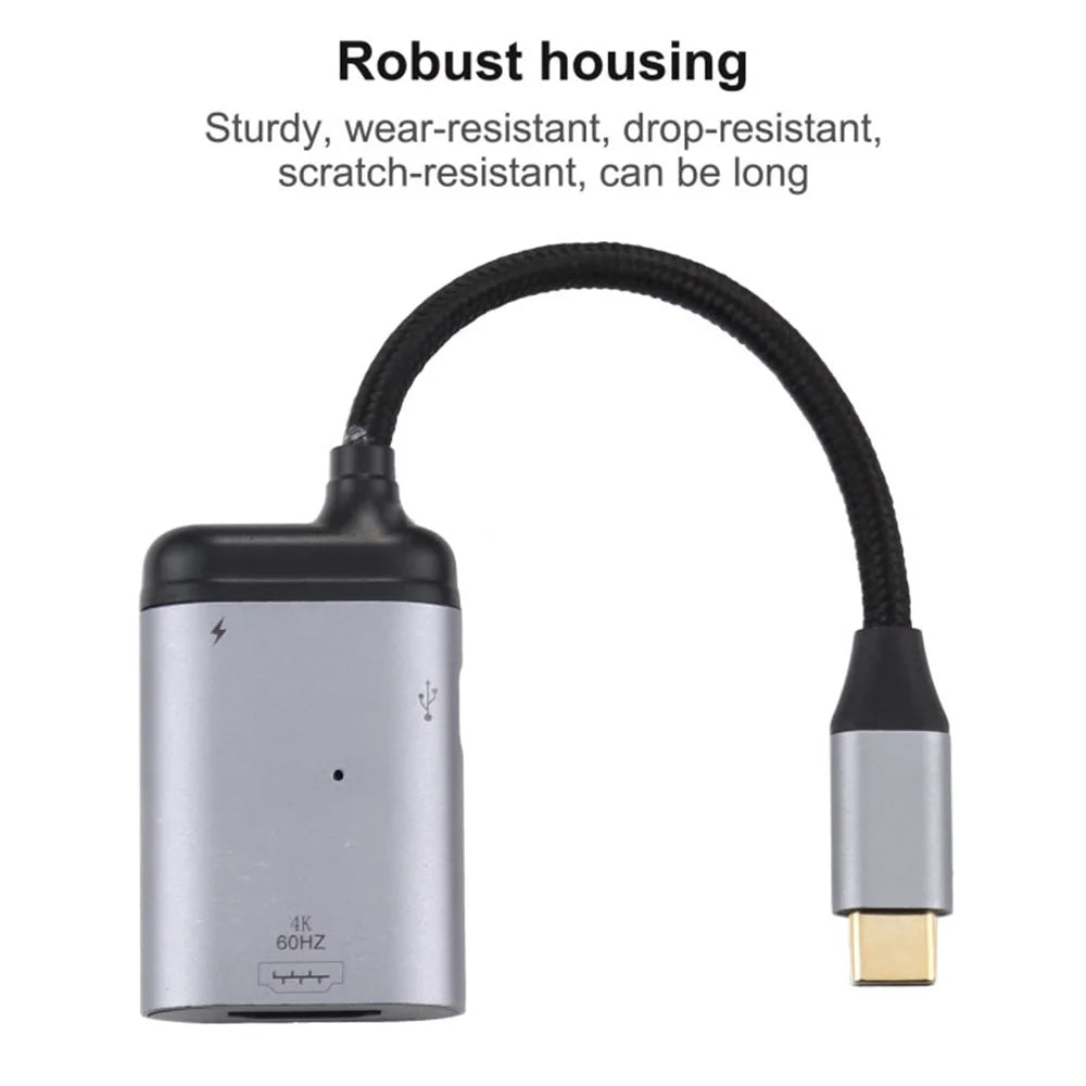 4K 60Hz Type-C to  PD Data Transfer Adapter Cable Male to Female Converter for MacBook Samsung Huawei - 3