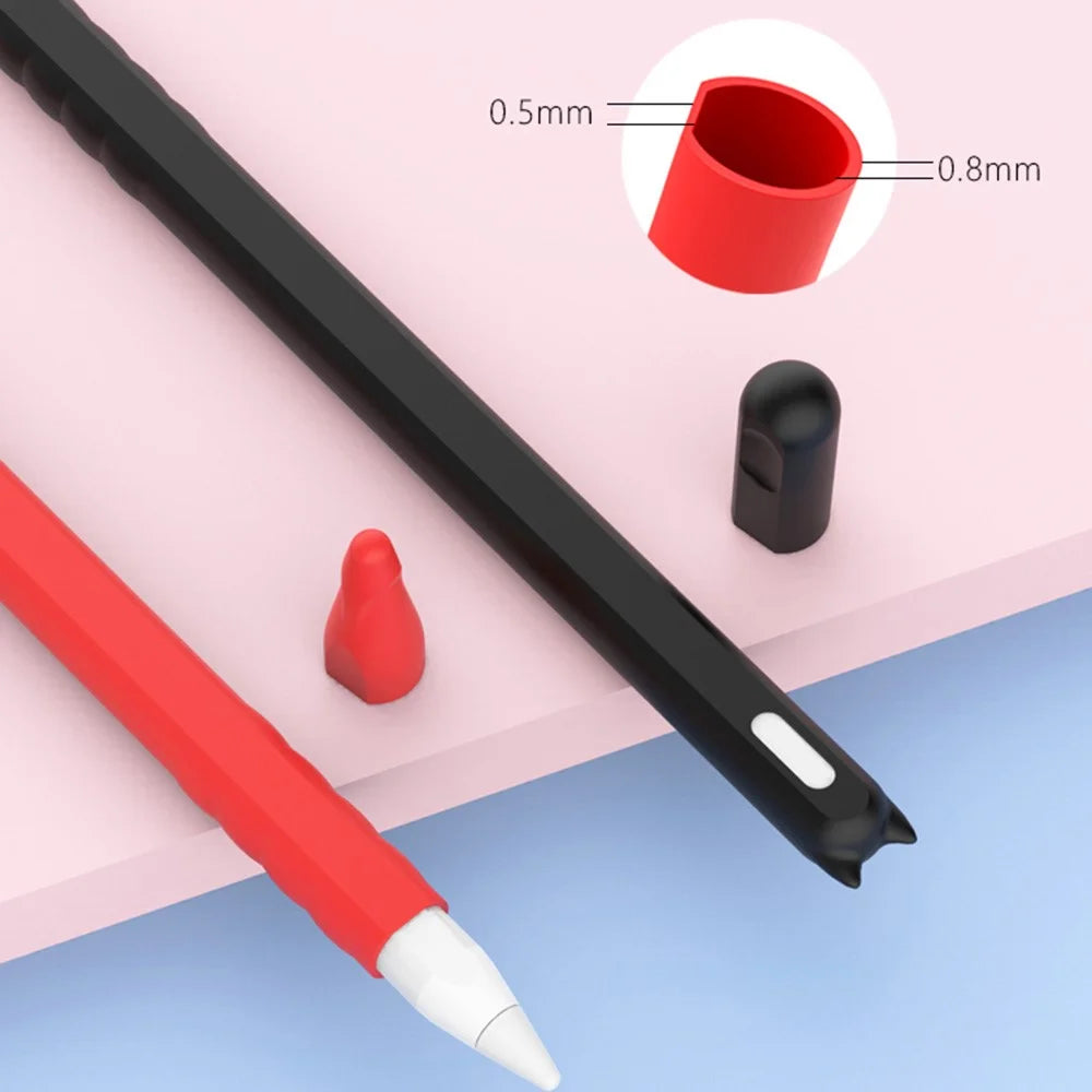 For Apple Pencil Pro / Pencil (2nd Generation) Soft Silicone Protective Pencil Case Wrap Cover Sleeve - Black - 2