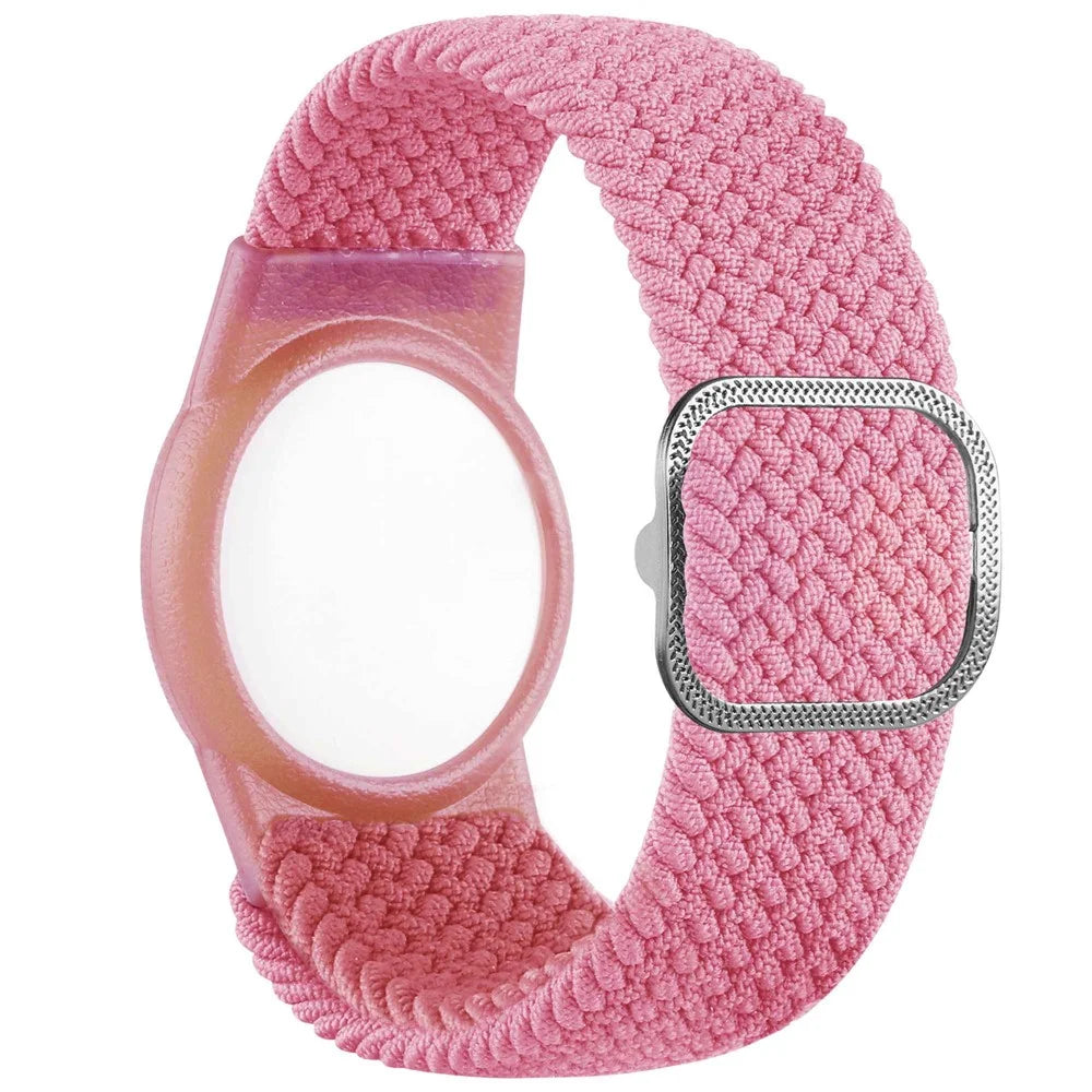 Braided Wrist Band for Apple AirTags, Anti-scratch Protective TPU Cover Kids Strap - Pink - 2