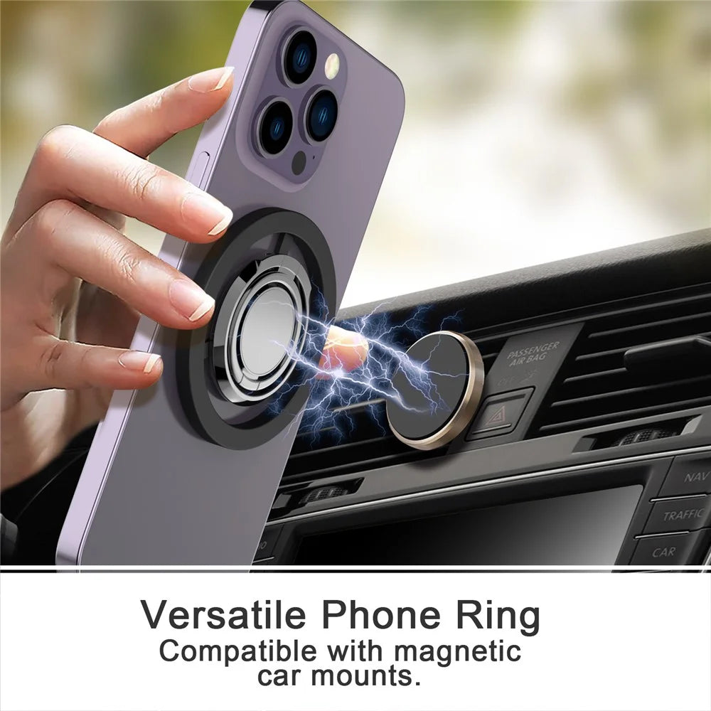 A561 Magnetic Phone Kickstand 360 Degree Rotation Foldable Phone Ring Holder - Black - 6