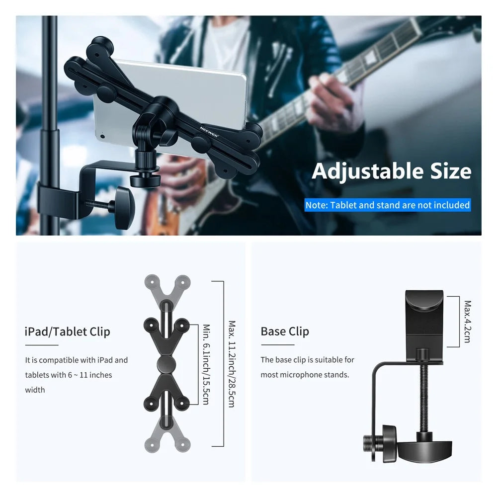 NEEWER NW-105 Large + Small Tablet Clip 360 Degree Rotation Music Microphone Bracket - 6